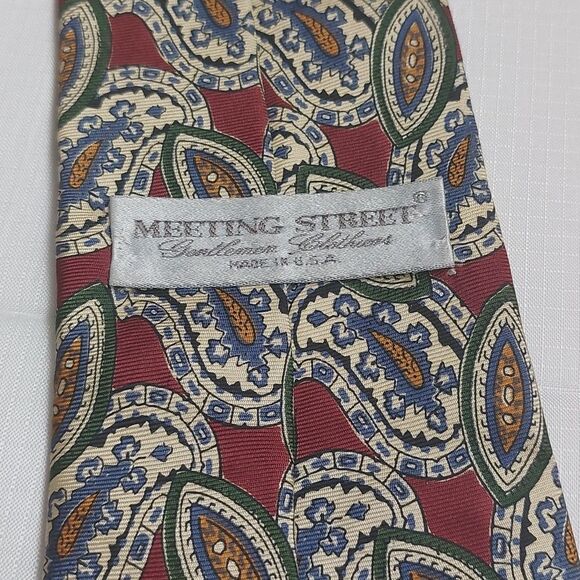 Vintage Meeting Street Multicolor Paisley Print Silk Necktie Men's Tie - Picture 2 of 6